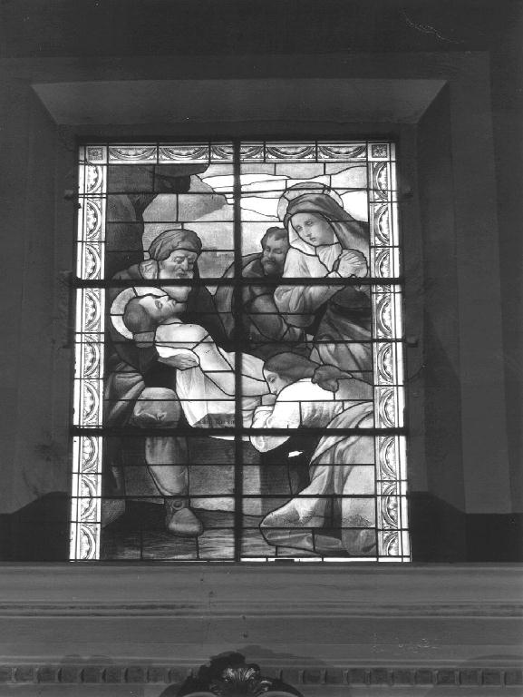 Deposizione di Cristo dalla croce (vetrata) di Albertella Mario (sec. XX)