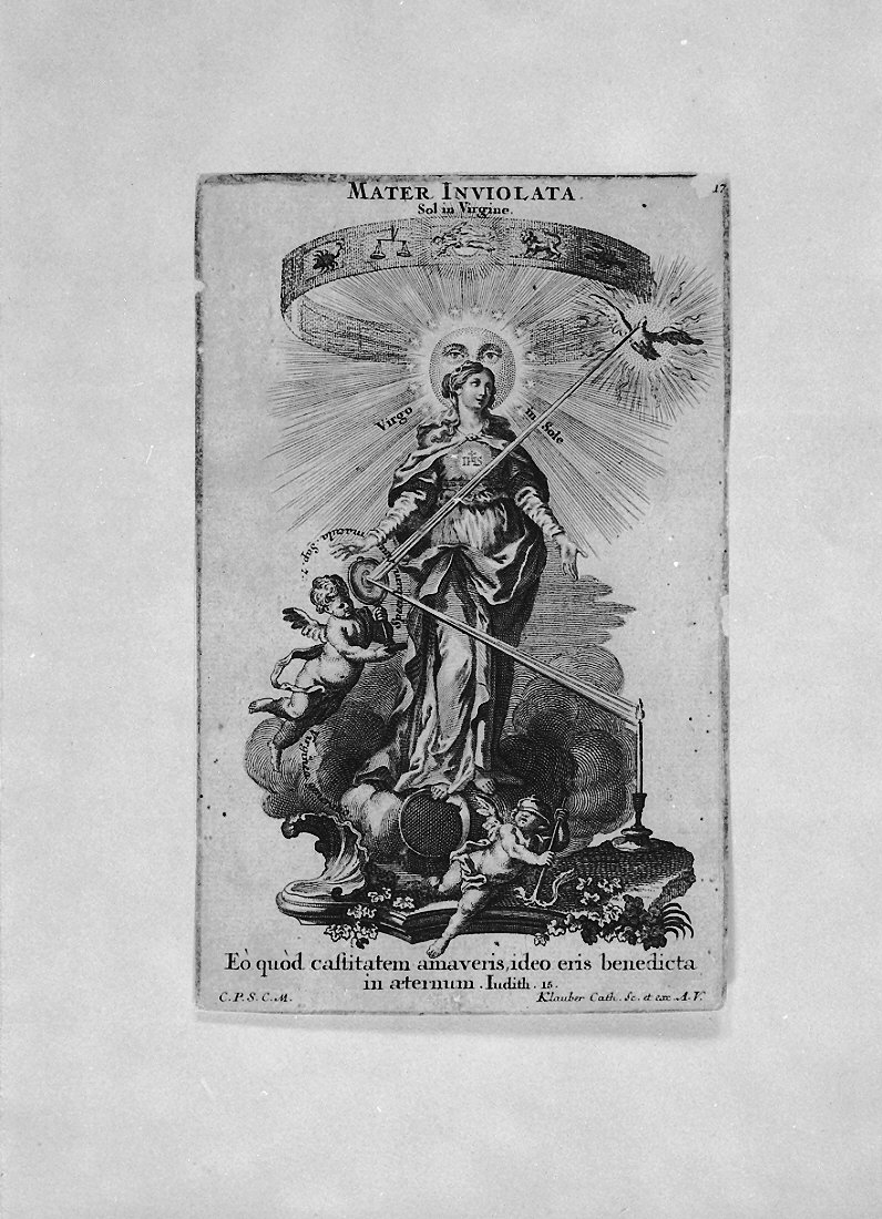 Maria Vergine (stampa smarginata, serie) di Klauber Joseph Sebastian detto Klauber Catharina, Klauber Johan Baptist (sec. XVIII)