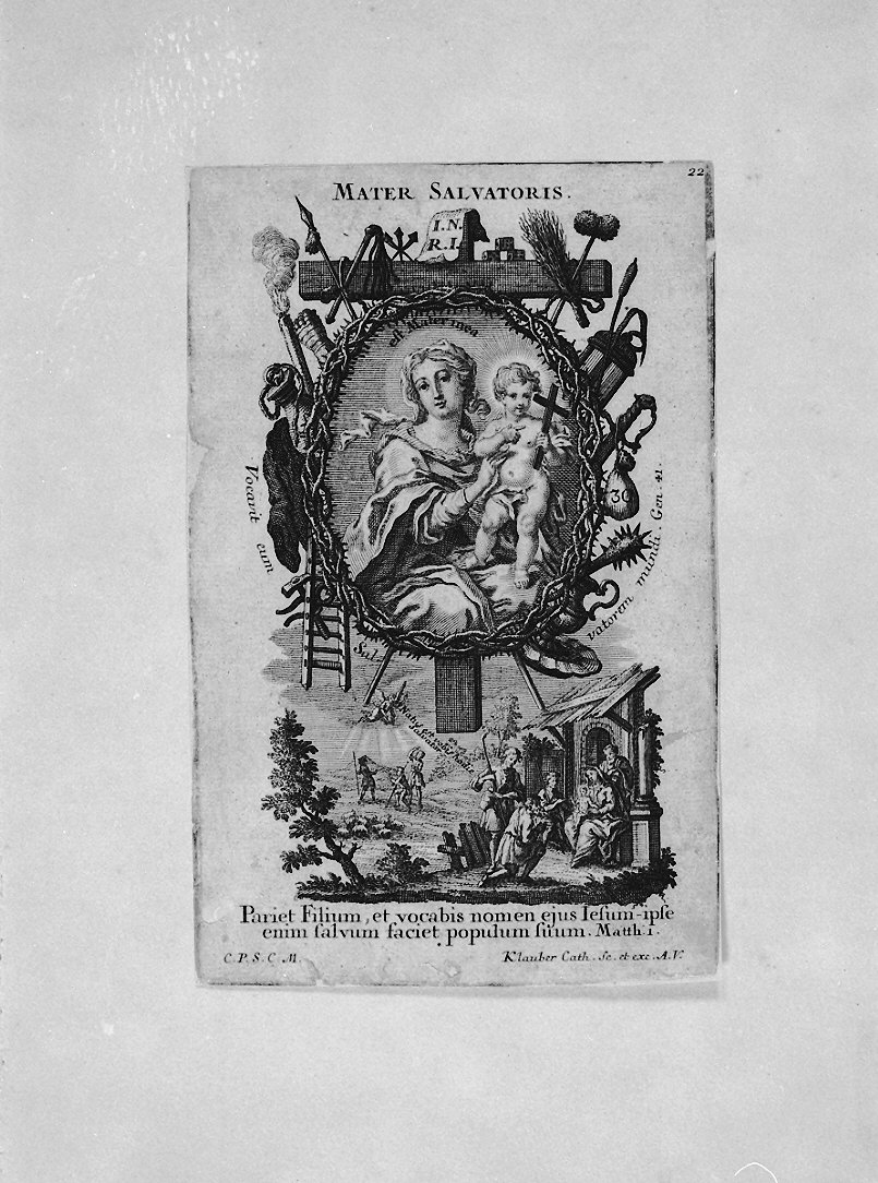 Madonna con Bambino (stampa smarginata, serie) di Klauber Joseph Sebastian detto Klauber Catharina, Klauber Johan Baptist (sec. XVIII)