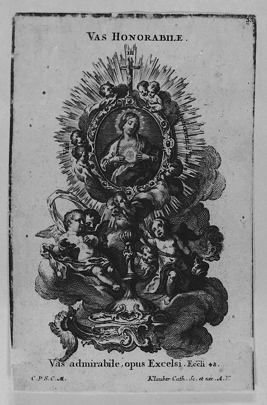 Maria Vergine (stampa smarginata, serie) di Klauber Joseph Sebastian detto Klauber Catharina, Klauber Johan Baptist (sec. XVIII)