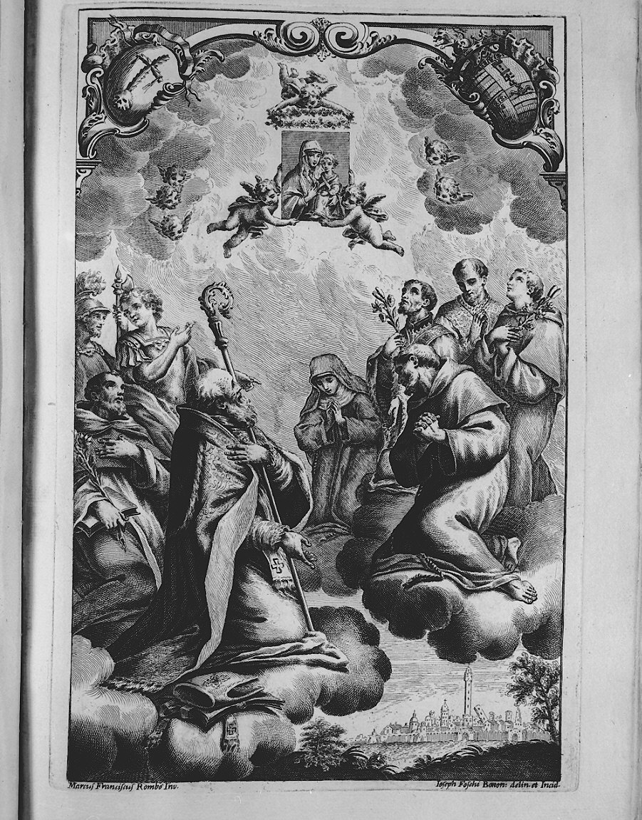 Madonna con Bambino e santi (stampa) di Foschi Giuseppe (sec. XVIII)