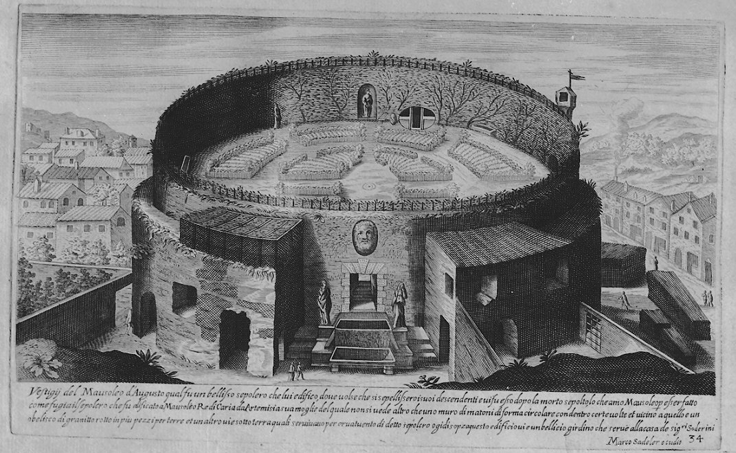 Veduta del Mausoleo di Augusto (stampa, serie) di Sadeler Egidius II, Sadeler Marcus Christoph (sec. XVII)