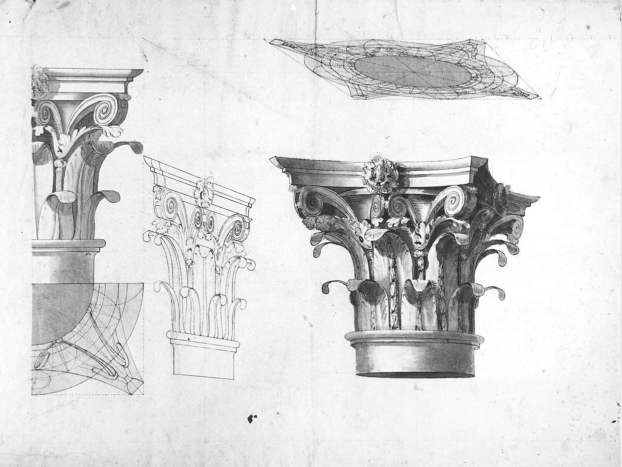 capitello corinzio (disegno) - ambito Italia settentrionale (prima metà sec. XIX)