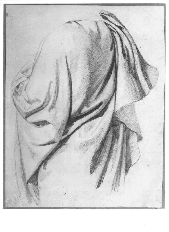 Studio di panneggio di spalle, studio di panneggio di spalle (disegno, opera isolata) di Levi Gioacchino (metà sec. XIX)