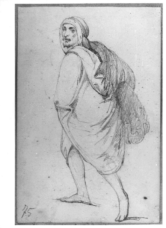 Figura maschile con abiti orientali, figura maschile (disegno, opera isolata) di Levi Gioacchino (metà sec. XIX)