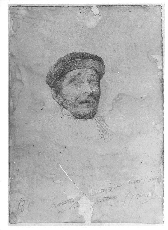 Studio di testa, testa di uomo (disegno, opera isolata) di Levi Gioacchino (metà sec. XIX)