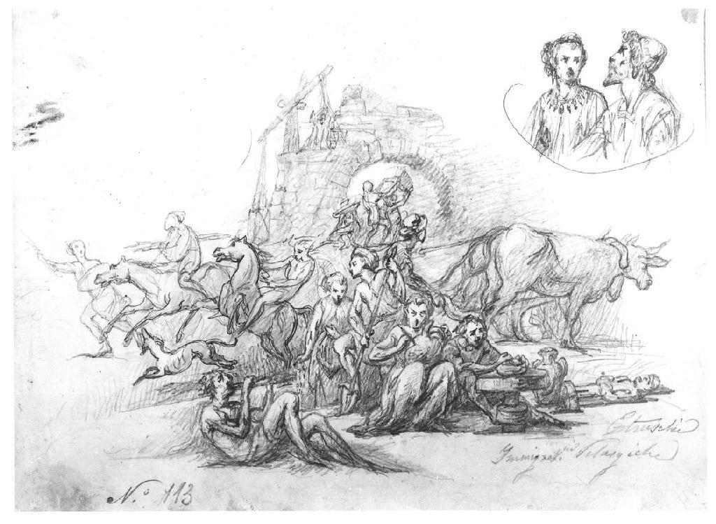 Studio di composizione, figure maschili (disegno, opera isolata) di Levi Gioacchino (terzo quarto sec. XIX)