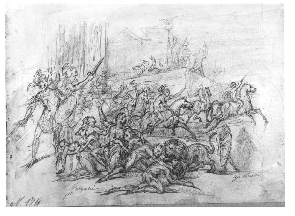 Studio di composizione (Romani), figure maschili (disegno, opera isolata) di Levi Gioacchino (seconda metà sec. XIX)