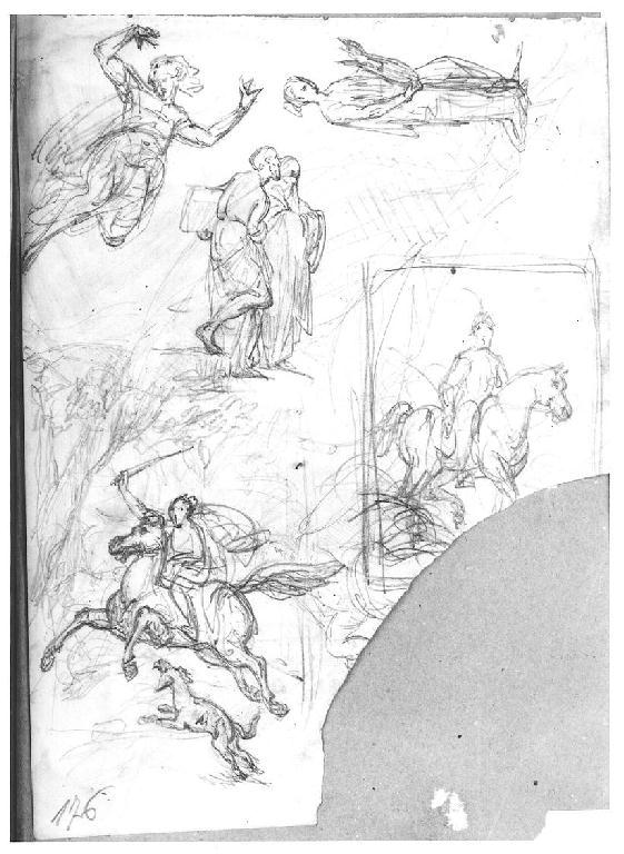 Studi di figure varie, figure maschili (disegno, opera isolata) di Levi Gioacchino (seconda metà sec. XIX)