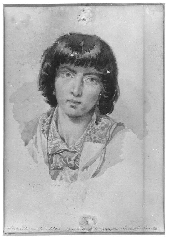 Testa di fanciulla, giovane donna (disegno, opera isolata) di Levi Gioacchino (seconda metà sec. XIX)