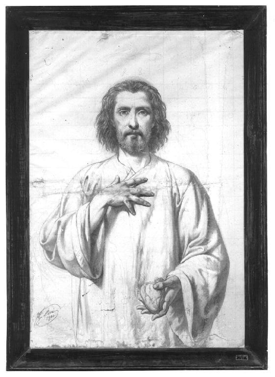 Il Redentore col Sacro Cuore, Sacro Cuore di Gesù (disegno, opera isolata) di Levi Gioacchino (inizio sec. XX)