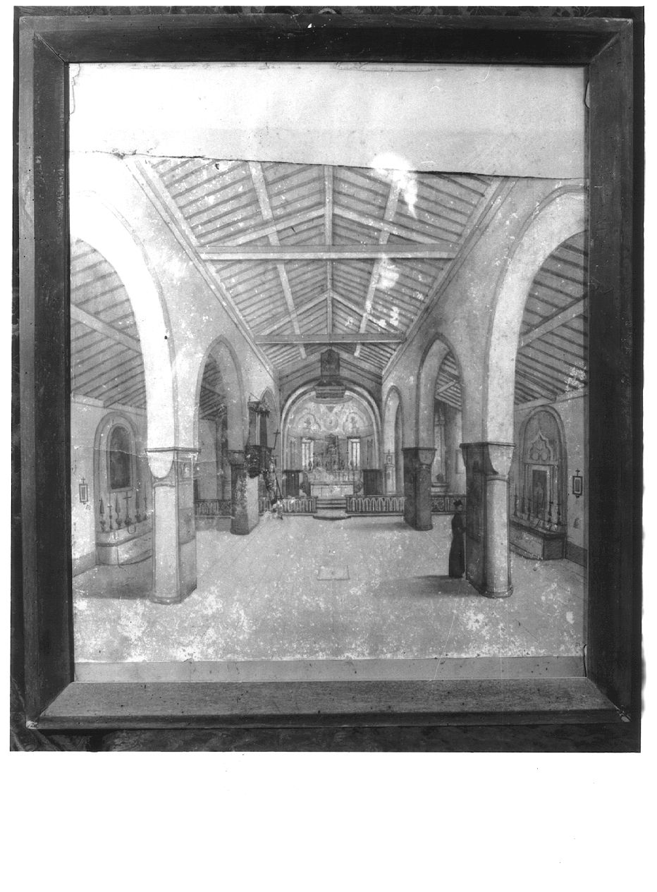 Interno della chiesa di San Martino in Olza (disegno) - ambito piacentino (inizio sec. XX)