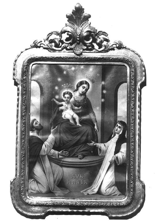 Madonna di Pompei con San Domenico e Santa Rosa da Lima (stampa) - ambito italiano (primo quarto sec. XX)
