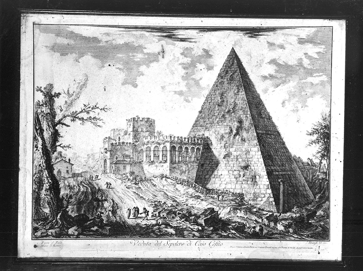 veduta della piramide di Caio Cestio a Roma (stampa, serie) di Piranesi Giovanni Battista (sec. XVIII)