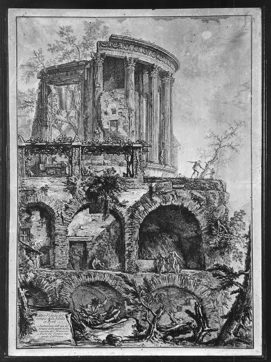 veduta delle rovine del tempio della Sibilla a Tivoli (stampa, serie) di Piranesi Giovanni Battista (sec. XVIII)