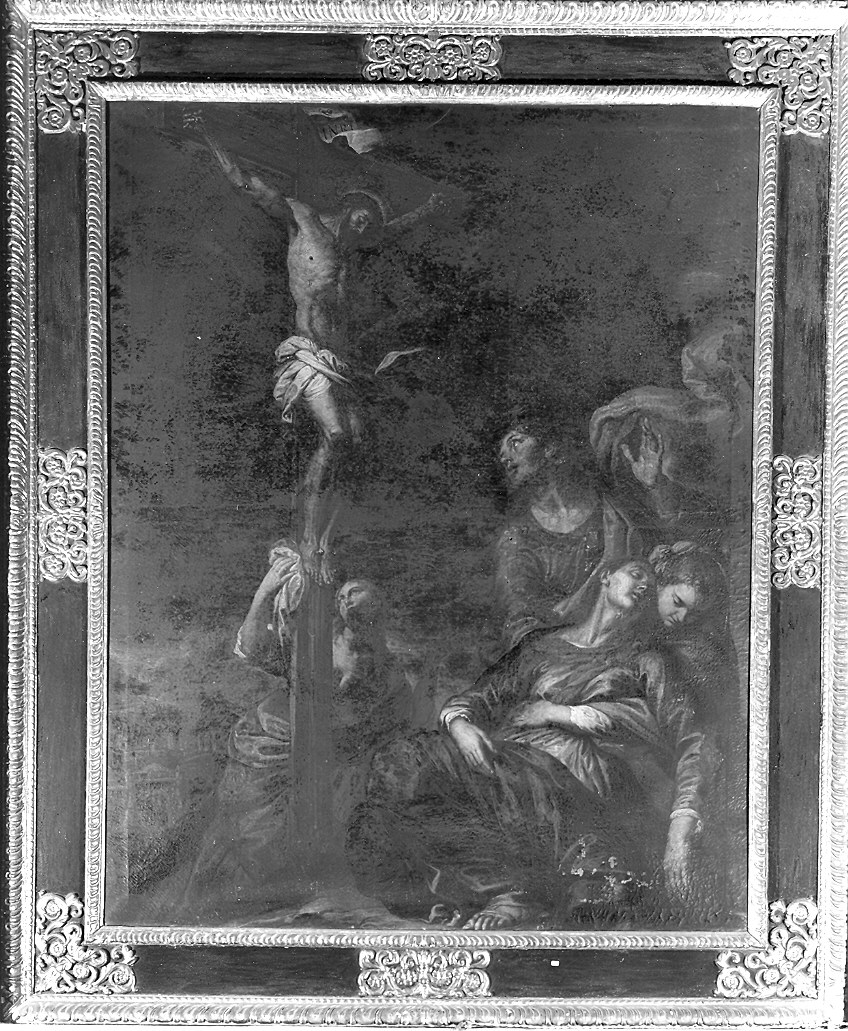 crocifissione di Cristo con la Madonna e Santa Maria Maddalena (dipinto) di Merano Giovanni Battista (sec. XVII)