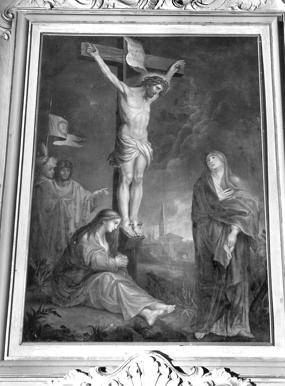 crocifissione di Cristo con la Madonna e Santa Maria Maddalena (dipinto) - ambito Italia settentrionale (sec. XIX)