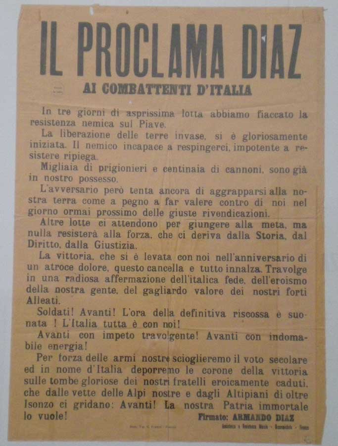 Proclama Diaz (stampa) - ambito Italia centro-settentrionale (prima metà sec. XX)