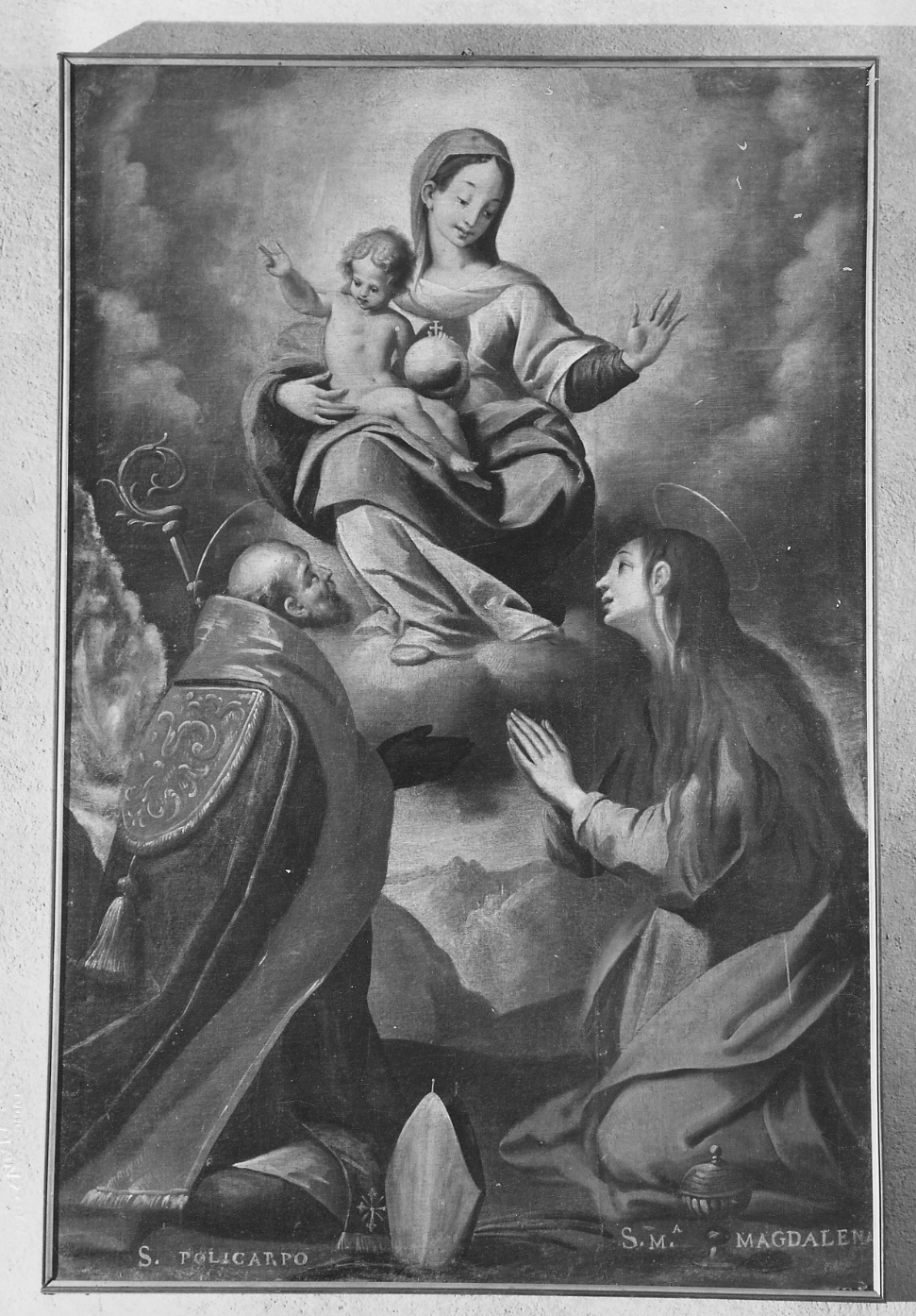 Madonna con i Santi Policarpo e Maddalena, Madonna con altri personaggi (dipinto) - ambito piacentino (sec. XVII)