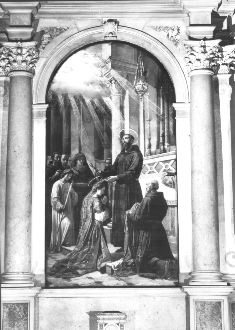 vestizione di Santa Chiara (dipinto) - ambito Italia nord-orientale (sec. XIX)