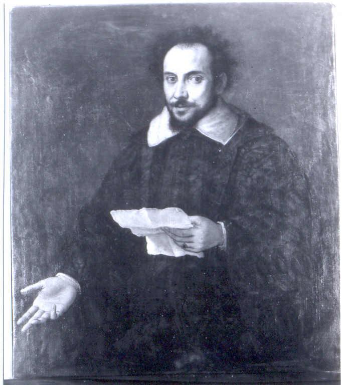 ritratto maschile con lettera (dipinto) - ambito italiano (seconda metà sec. XIX)