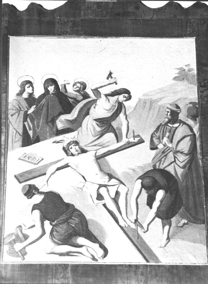 Stazione XI: Gesù inchiodato alla croce (dipinto) - ambito veneto (prima metà sec. XX)