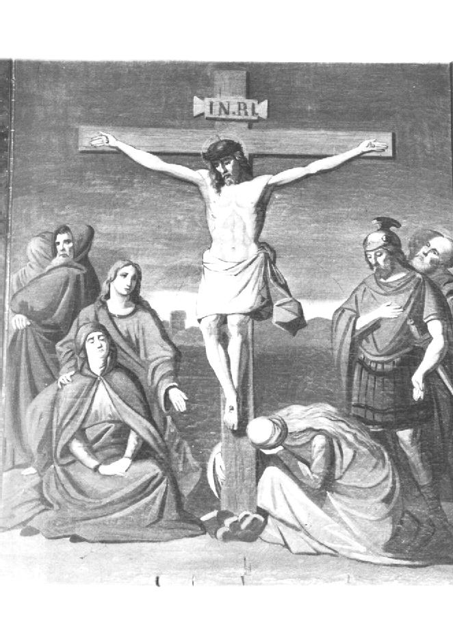 Stazione XII: Gesù innalzato e morto in croce (dipinto) - ambito veneto (prima metà sec. XX)