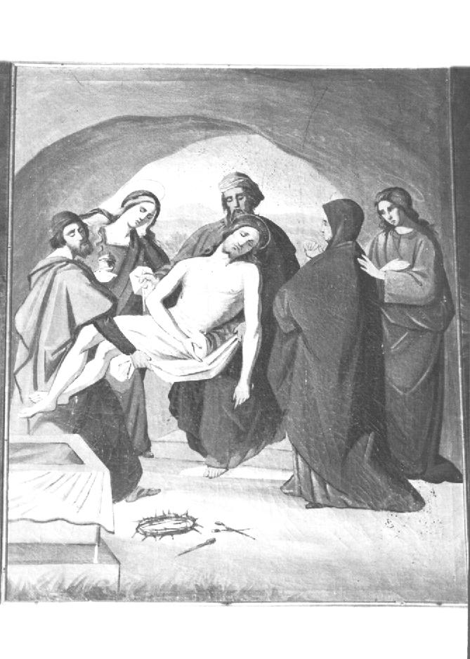 Stazione XIV: Gesù deposto nel sepolcro (dipinto) - ambito veneto (prima metà sec. XX)