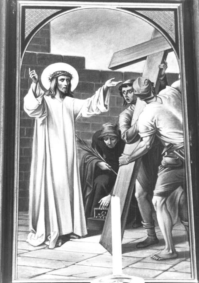 Stazione II: Gesù caricato della croce (dipinto) - ambito Italia nord-orientale (sec. XX)