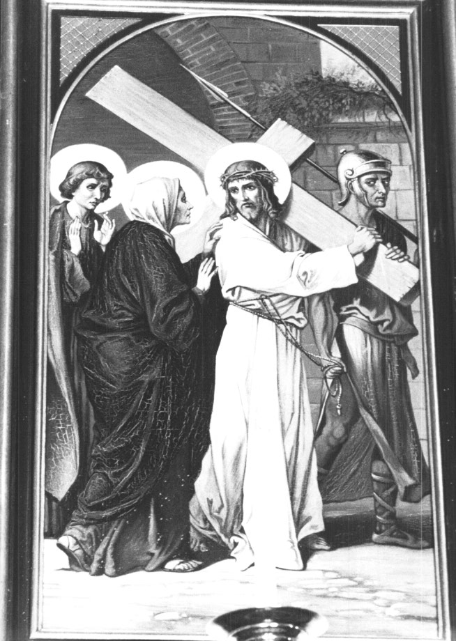 Stazione IV: Gesù incontra la Madonna (dipinto) - ambito Italia nord-orientale (sec. XX)
