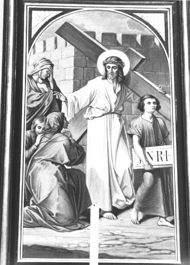 Stazione VIII: Gesù consola le donne di Gerusalemme (dipinto) - ambito Italia nord-orientale (sec. XX)