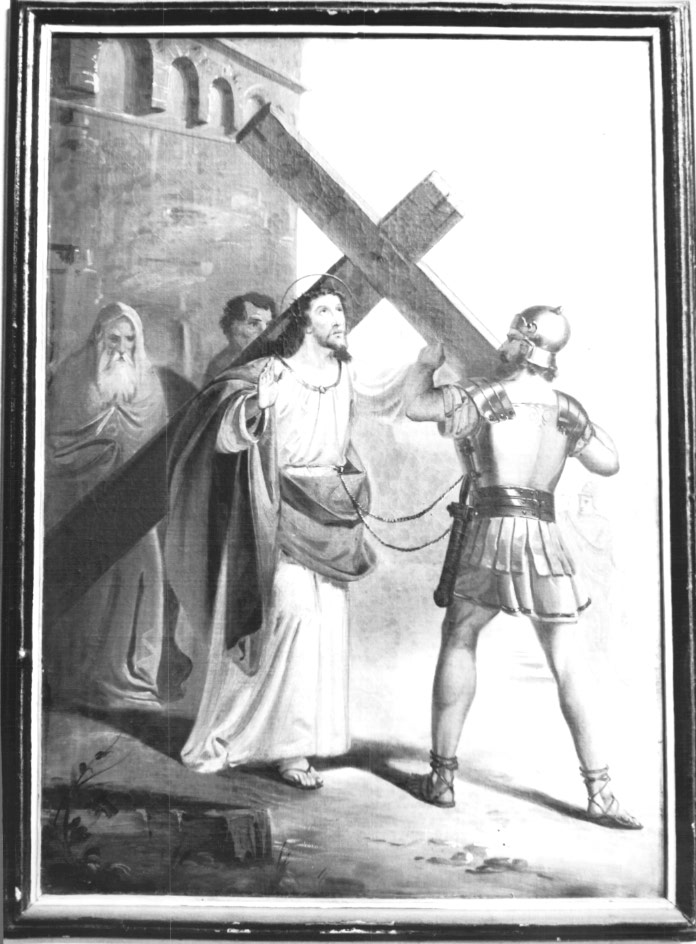 Stazione II: Gesù caricato della croce (dipinto) - ambito Italia nord-orientale (sec. XIX)