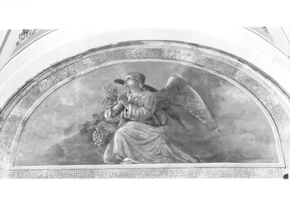 angelo con simbolo eucaristico: spighe e uva (dipinto) - ambito Italia nord-orientale (sec. XIX)