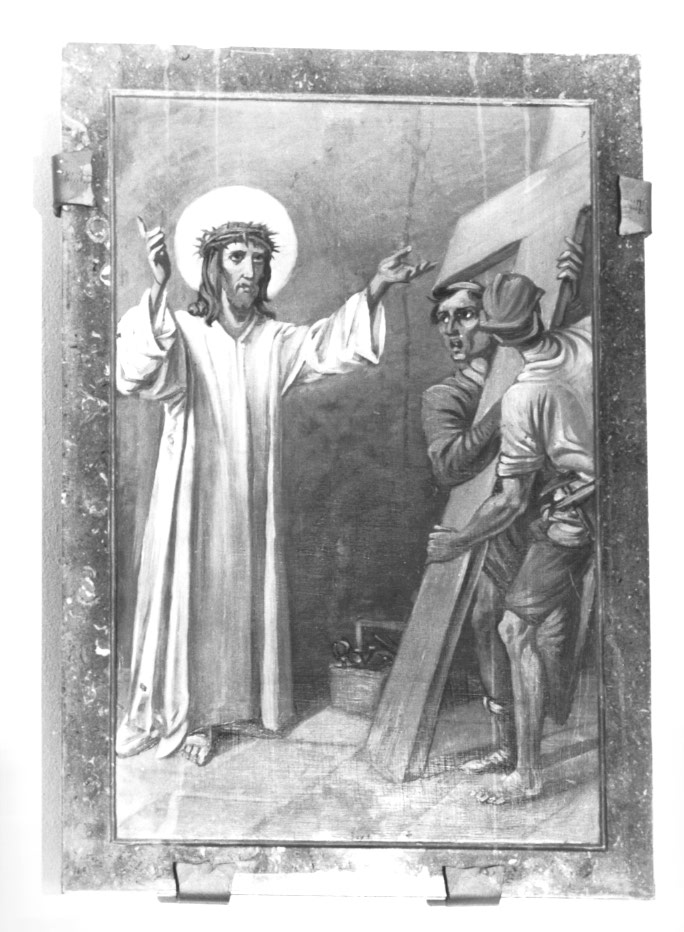 Stazione II: Gesù caricato della croce (dipinto) - ambito Italia nord-orientale (sec. XX)