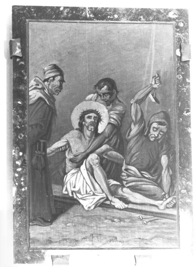 Stazione XI: Gesù inchiodato alla croce (dipinto) - ambito Italia nord-orientale (sec. XX)