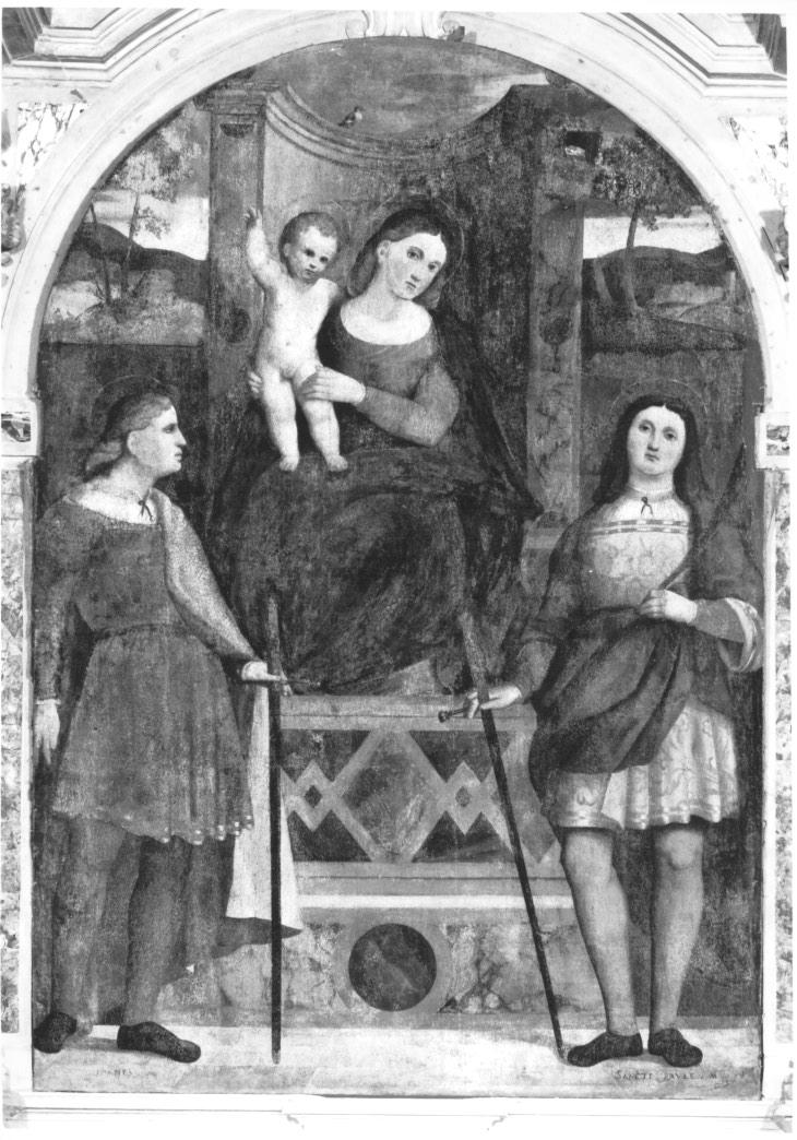 Madonna in trono tra San Giovanni e San Paolo (dipinto) - ambito Italia nord-orientale (sec. XVI)