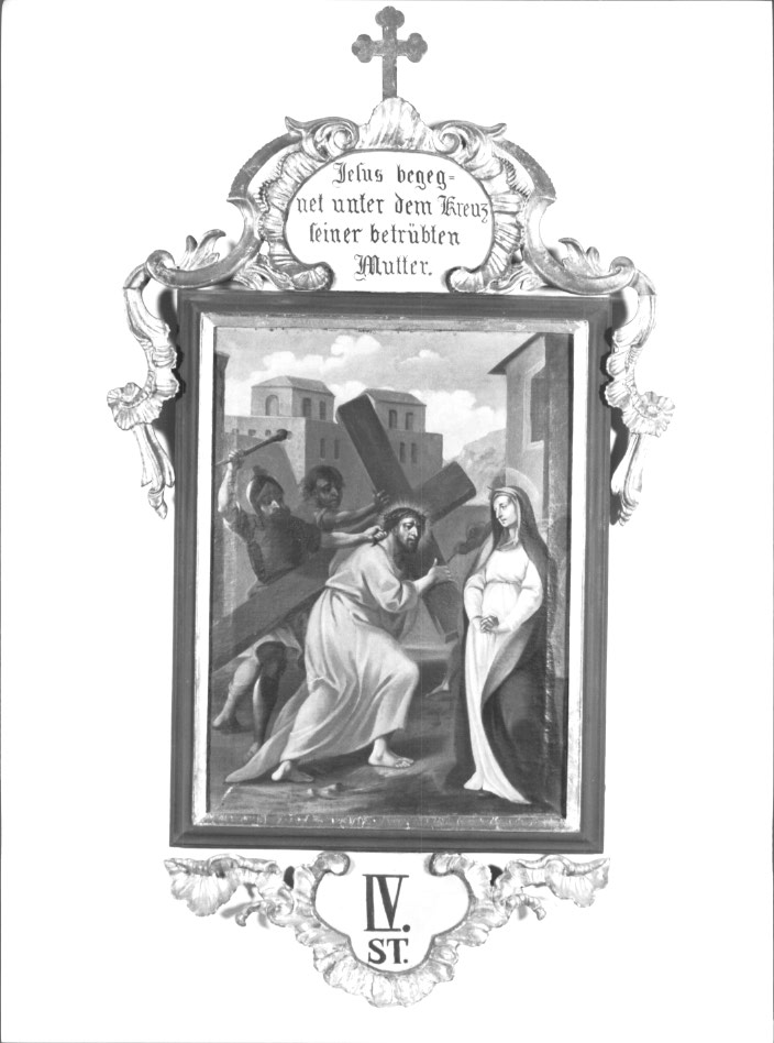 Stazione IV: Gesù incontra la Madonna (dipinto) - ambito Italia nord-orientale (seconda metà sec. XIX)