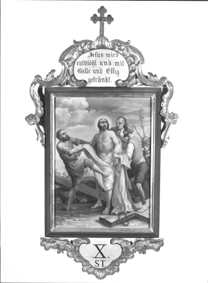 Stazione X: Gesù spogliato e abbeverato di fiele (dipinto) - ambito Italia nord-orientale (seconda metà sec. XIX)
