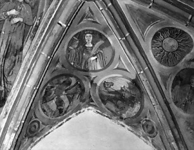 Santa Barbara/ simbolo di San Marco Evangelista (dipinto) - ambito sloveno (sec. XV)