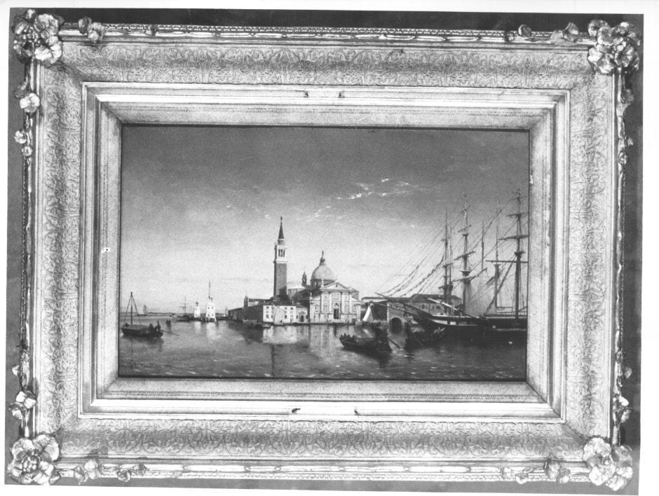 L’Ile Saint Georges à Venise, veduta della chiesa di San Giorgio a Venezia (dipinto, opera isolata) di van Moer Jean Baptiste (sec. XIX)