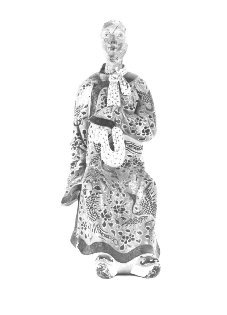 Figura maschile in abiti orientali seduta su una b (statuetta) - ambito europeo (metà sec. XIX)