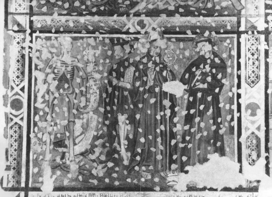 Danza macabra/ San Ludovico di Tolosa e San Francesco (dipinto) - ambito friulano (ultimo quarto sec. XIV)