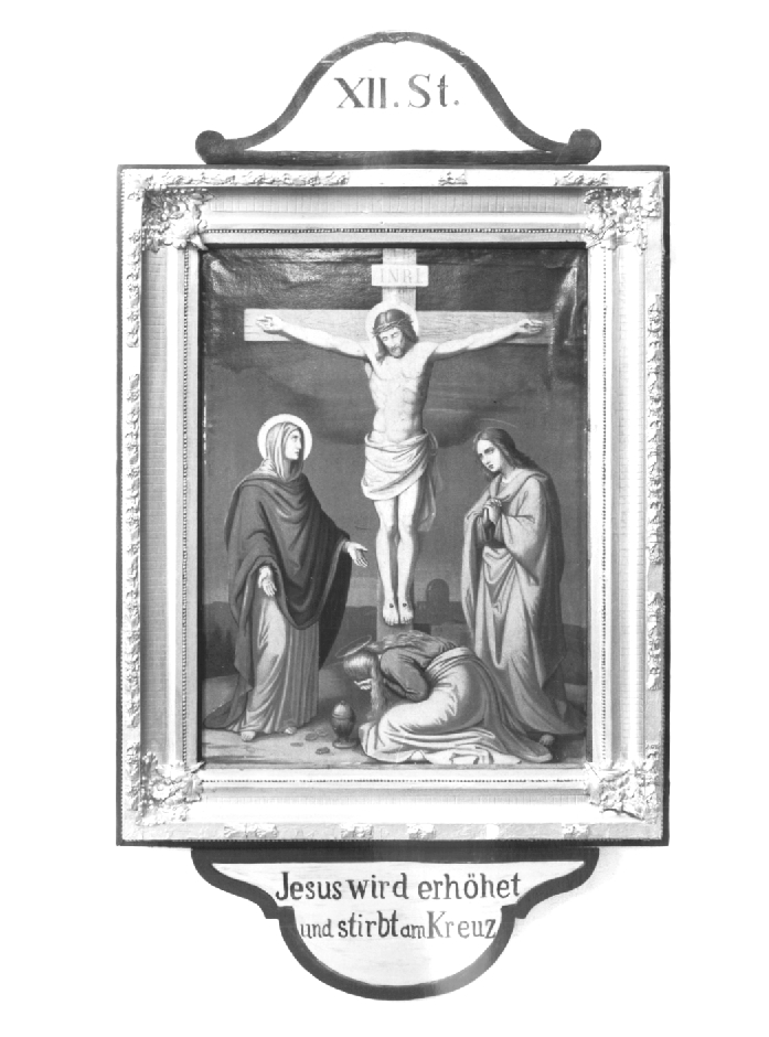 Stazione XII: Gesù innalzato e morto in croce (dipinto) - ambito austriaco (prima metà sec. XX)