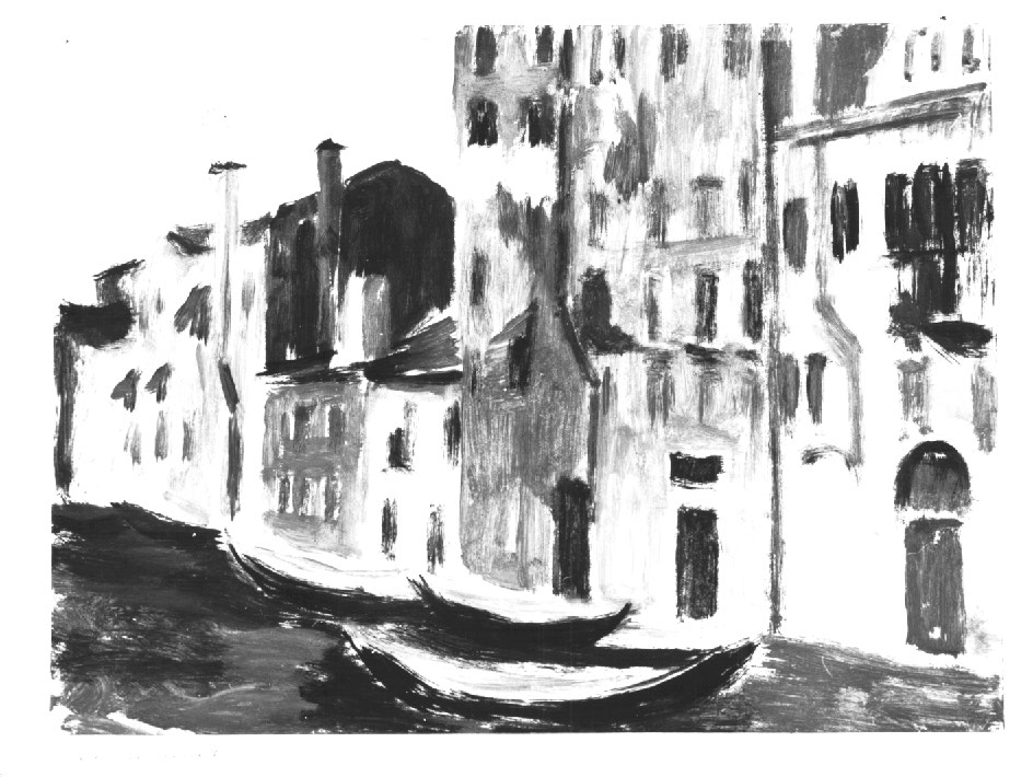 case sul canale, paesaggio (dipinto) - ambito Italia nord-orientale (sec. XX)