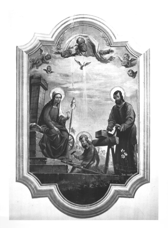 Gesù fanciullo nella bottega di San Giuseppe (dipinto) - ambito Italia nord-orientale (primo quarto sec. XX)