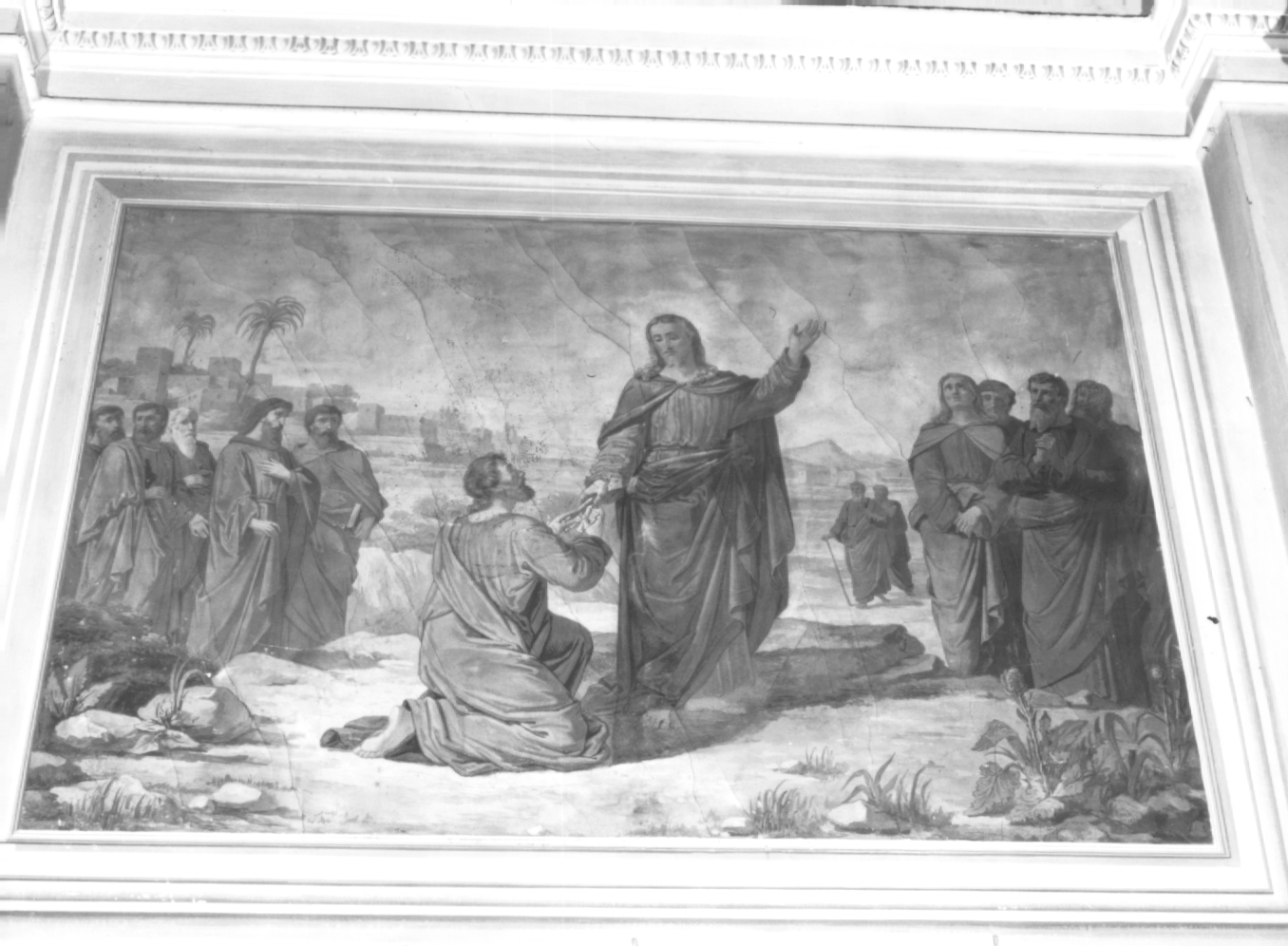 Cristo consegna le chiavi a San Pietro (dipinto) - ambito Italia nord-orientale (seconda metà sec. XIX)