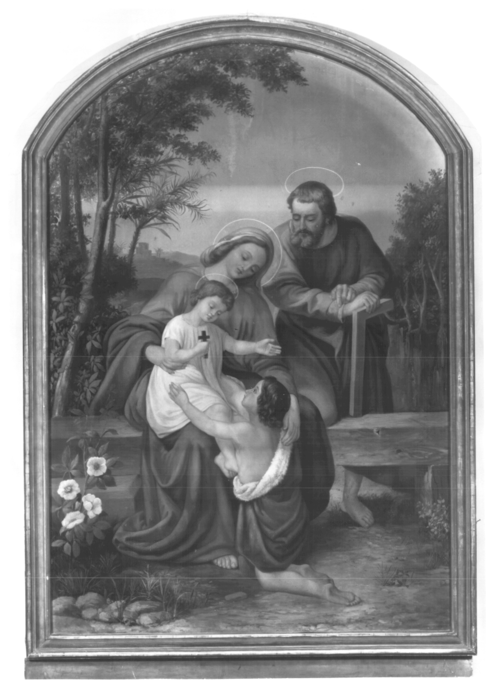 Sacra Famiglia con San Giovanni Battista bambino (dipinto) - ambito Italia nord-orientale (seconda metà sec. XX)