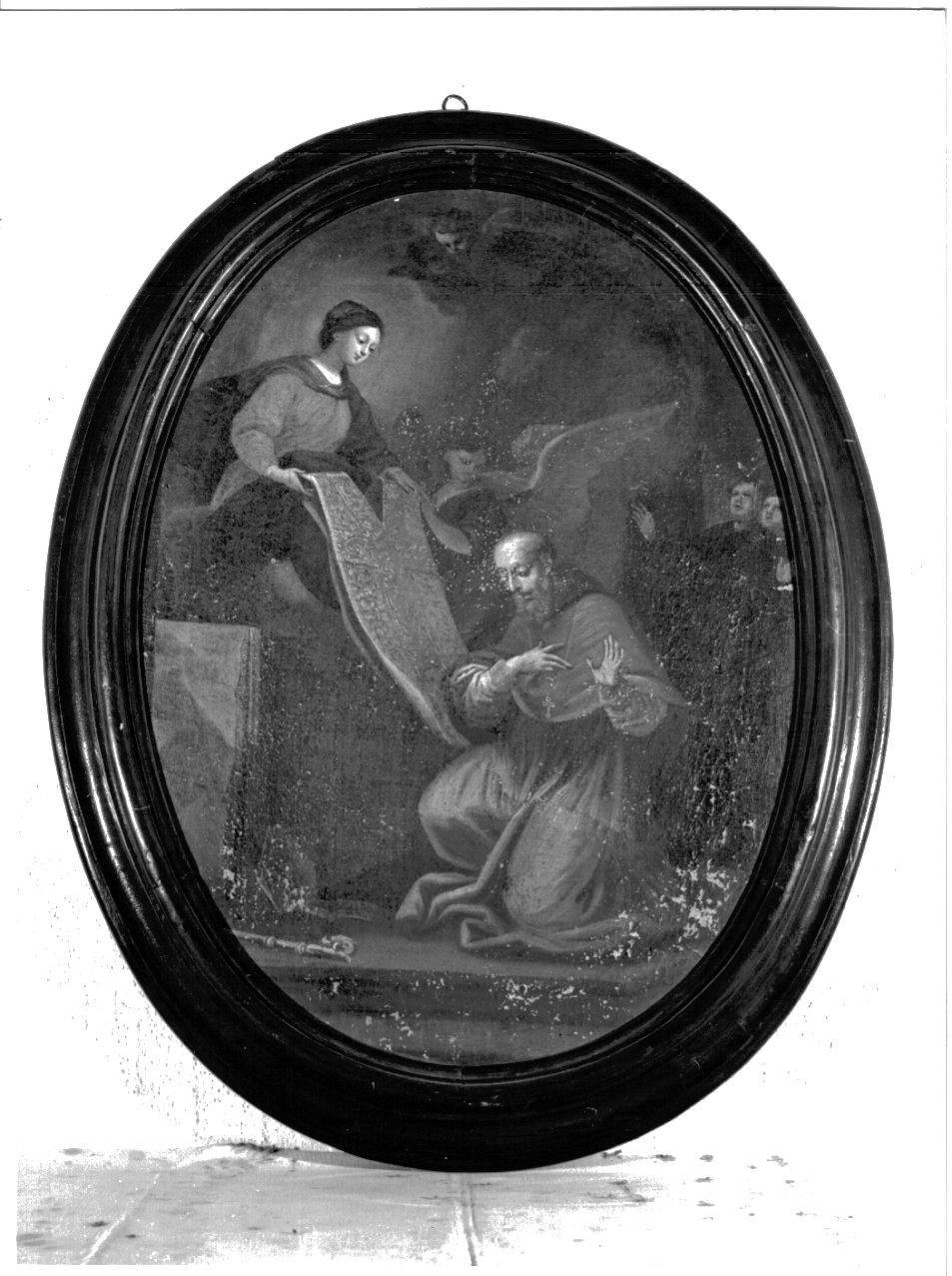 Madonna consegna la pianeta a Sant' Ildefonso di Toledo (dipinto, opera isolata) - ambito ligure (fine sec. XVIII)