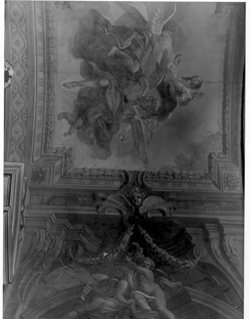Santa portata in cielo dagli angeli (dipinto, complesso decorativo) - ambito ligure (inizio, inizio sec. XIX, sec. XIX)