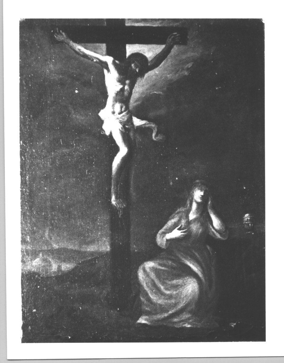 crocifissione con la Maddalena ai piedi della croce (dipinto, opera isolata) - ambito ligure (fine sec. XVII)